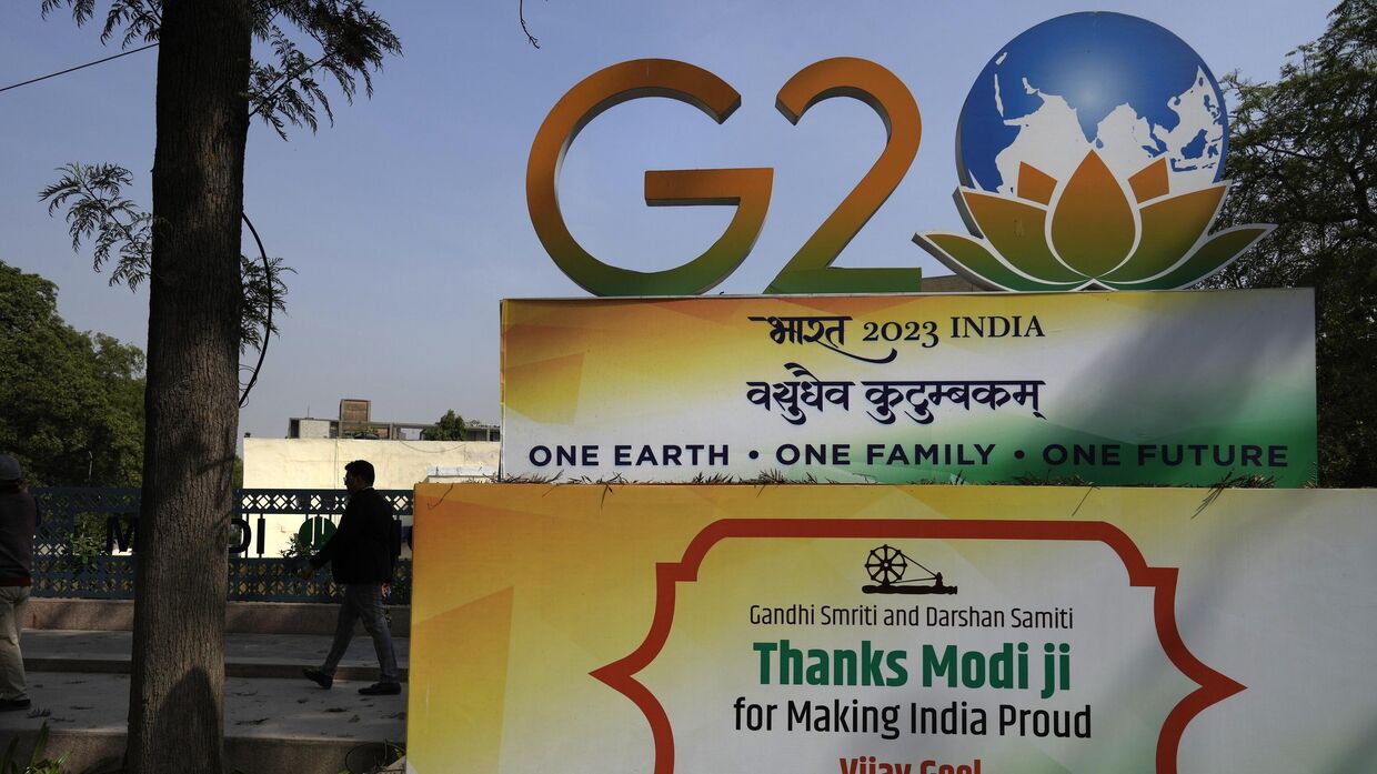 Логотип G20 в Нью-Дели, Индия