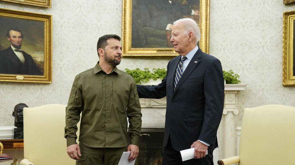 Президент Украины Владимир Зеленский во время встречи с президентом США Джо Байденом в Белом доме. 21 сентября 2023 года