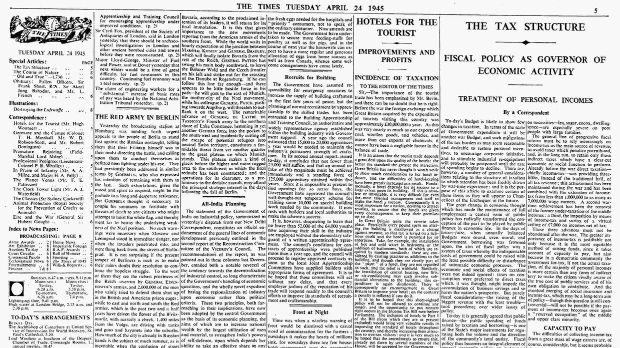 Статья Красная армия в Берлине в газете The Times от 24 апреля 1945 года