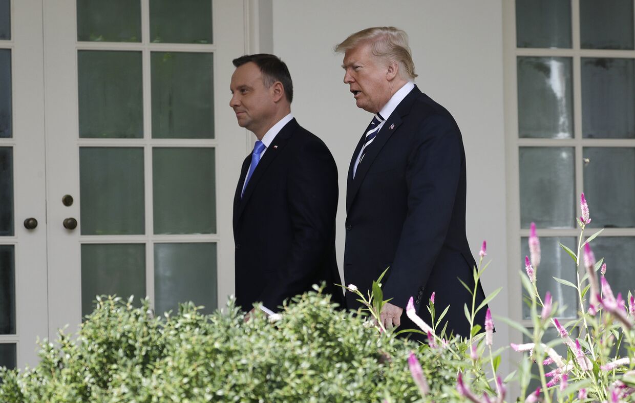 Президент Польши Анджей Дуда во время встречи с президентом США Дональдом Трампом в Вашингтоне