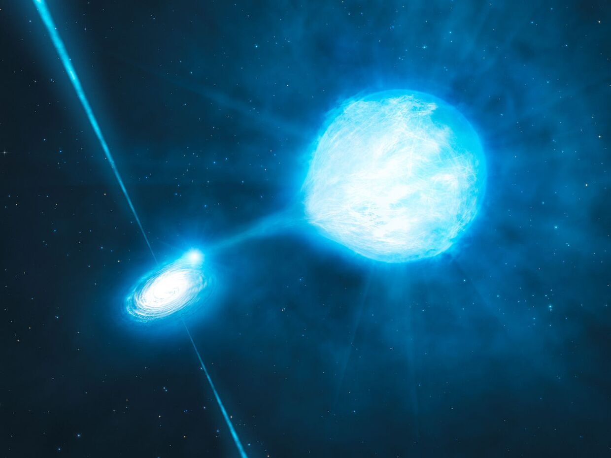 Чёрная дыра NGC 300 X-1 в представлении художника. Иллюстрация ESO